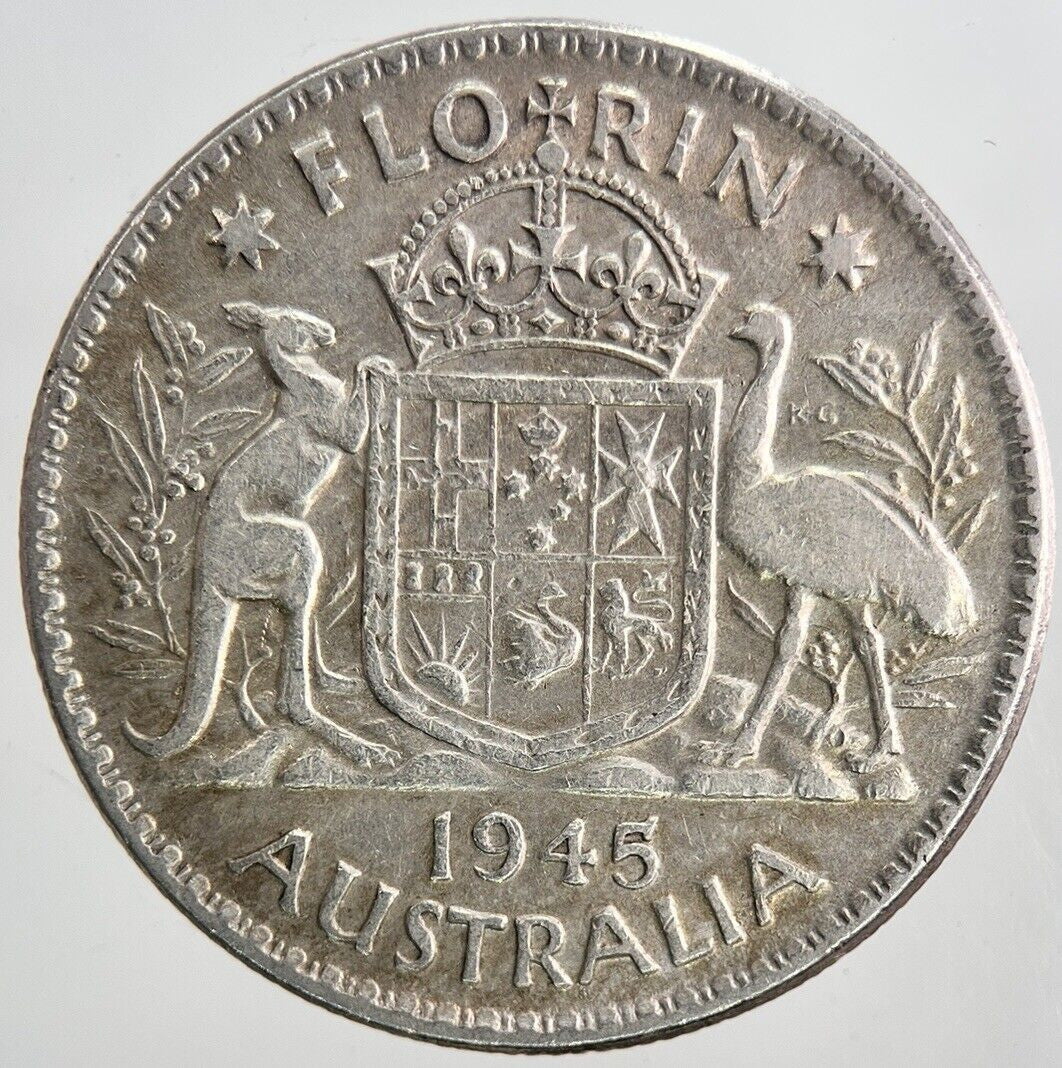 1945 Australia Florin Two Shillings Silver Coin | Fine Collectable Grade | a6438