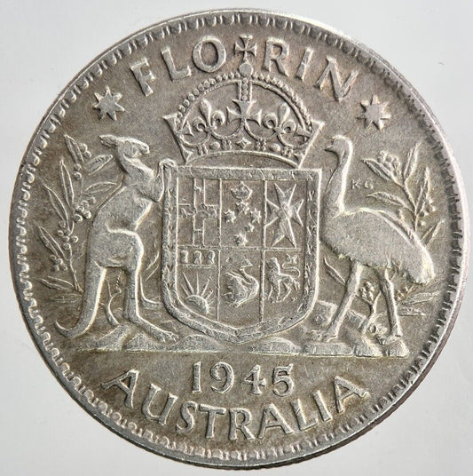 1945 Australia Florin Two Shillings Silver Coin | Fine Collectable Grade | a6438