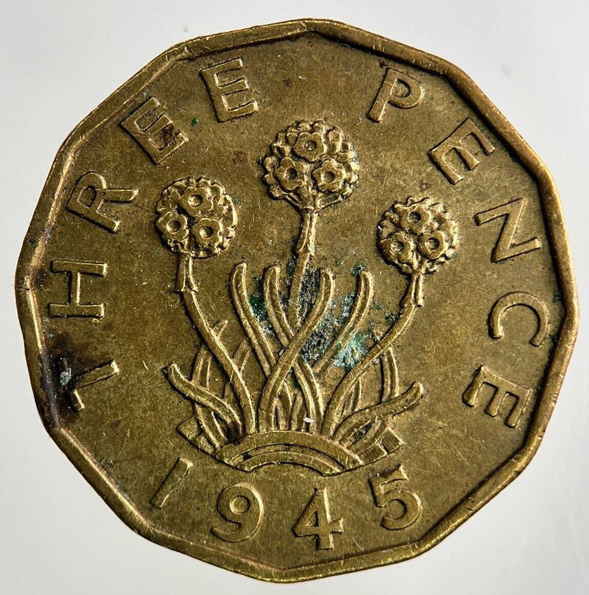 1945 George VI Brass Threepence Coin | Very High Grade