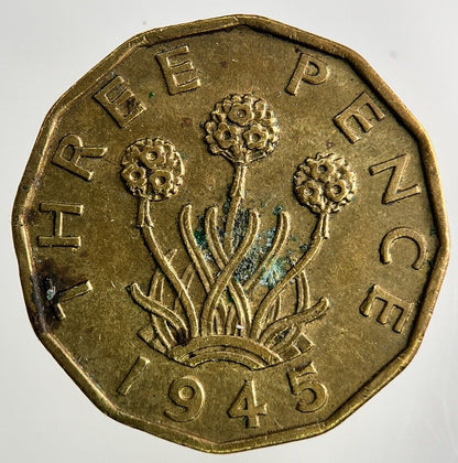 1945 George VI Brass Threepence Coin | Very High Grade