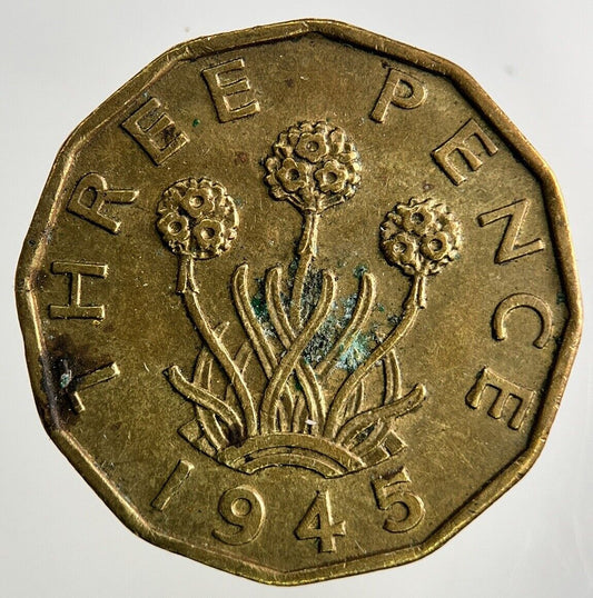 1945 George VI Brass Threepence Coin | Very High Grade
