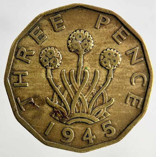 1945 George VI Brass Threepence Coin | Fine Collectable Grade