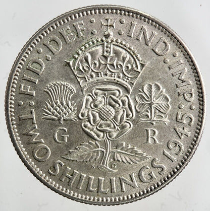 1945 George VI Florin Silver Coin | Very High Grade