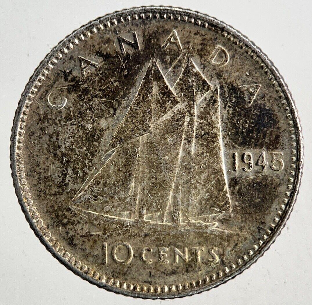 1945 Canada 10 Cents Silver Coin | Very High Grade