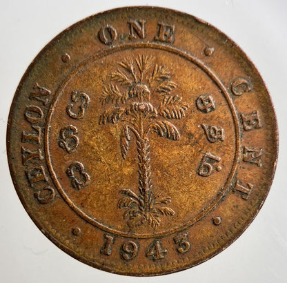 1945 Ceylon 1 Cent Coin | Very High Grade
