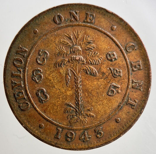 1945 Ceylon 1 Cent Coin | Very High Grade