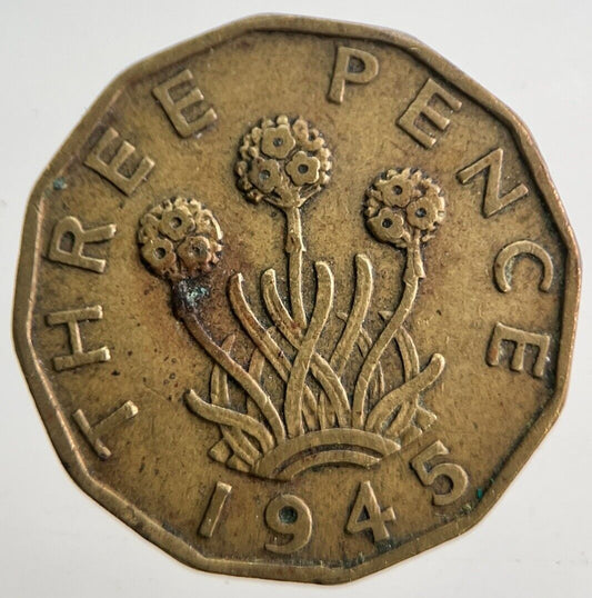 1945 George VI Brass Threepence Coin | Fine Collectable Grade | a4688
