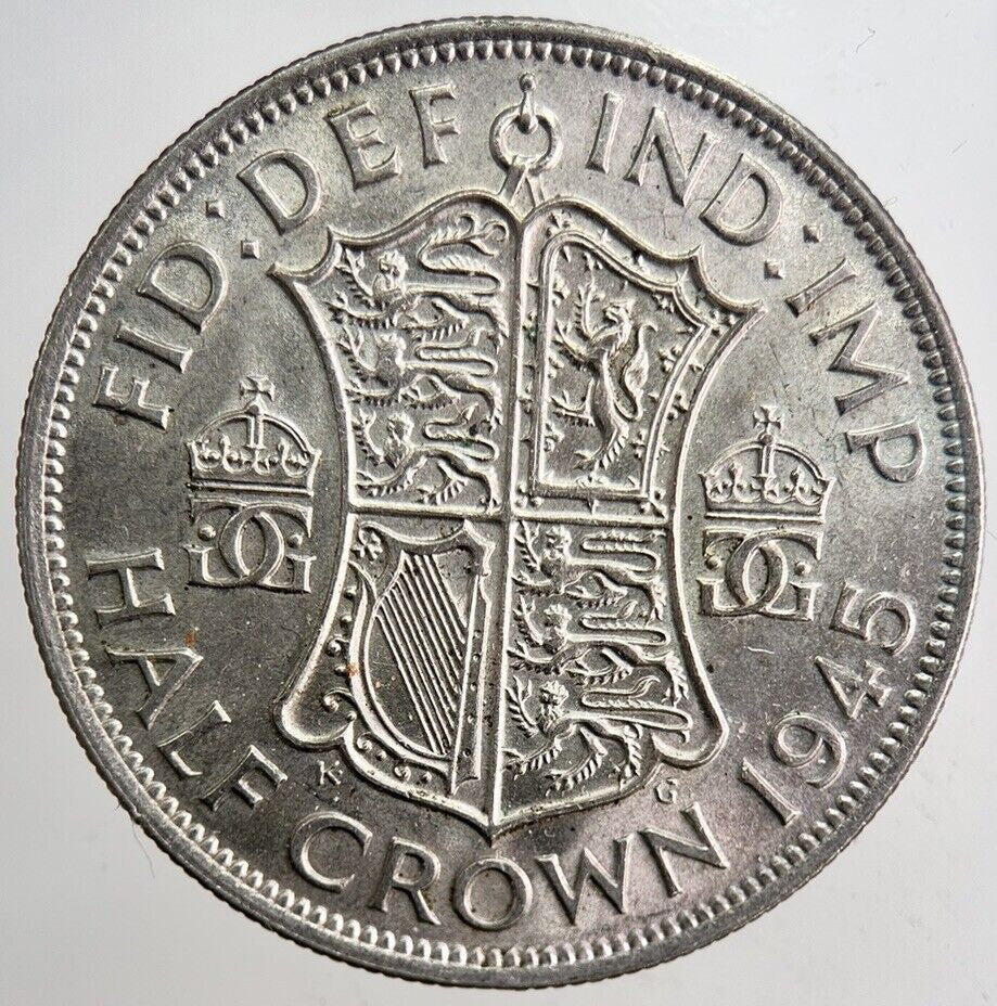 1945 George VI Half Crown Silver Coin | Very Fine Grade | a5485