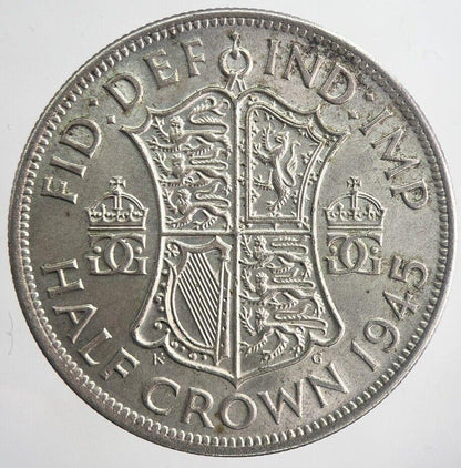 1945 George VI Half-Crown Silver Coin | Very Fine Grade | a6351