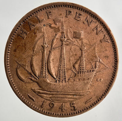 1945 George VI Half-Penny Coin | Fine Collectable Grade