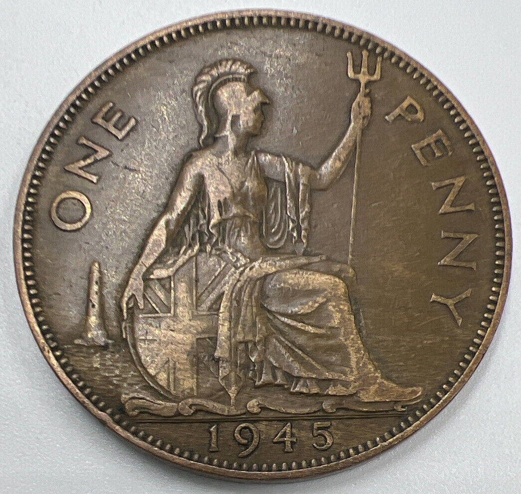 1945 George VI Penny | British Copper Coin | Fine Collectable Grade | a1295
