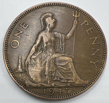 1945 George VI Penny | British Copper Coin | Fine Collectable Grade | a1295