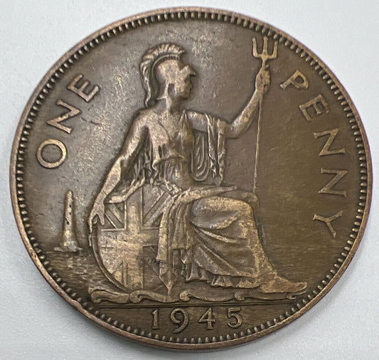 1945 George VI Penny | British Copper Coin | Fine Collectable Grade | a1295