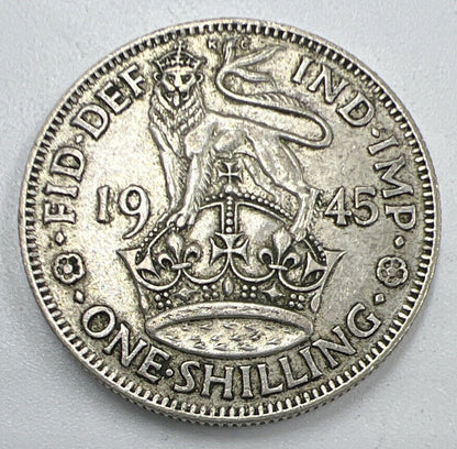 1945 George VI Shilling | British Silver Coin | Very High Grade | a1305