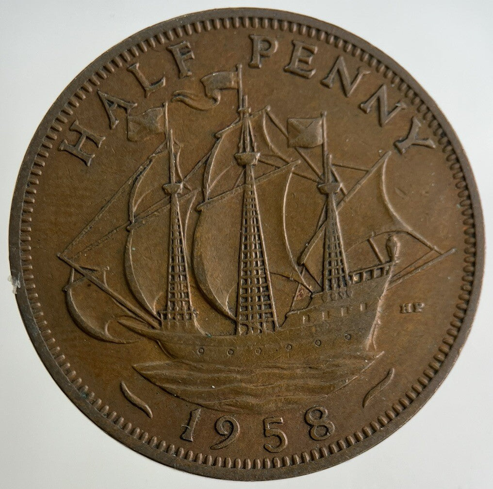 1958 Elizabeth II 2nd Half-Penny Coin | Fine Collectable Grade