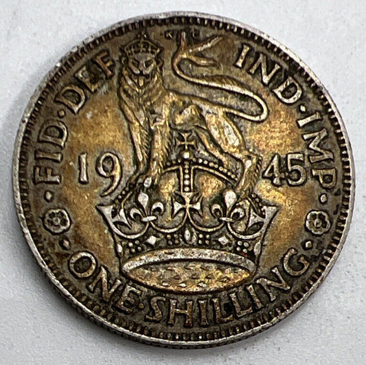 1945 George VI Shilling | British Silver Coin | Very High Grade | a1213