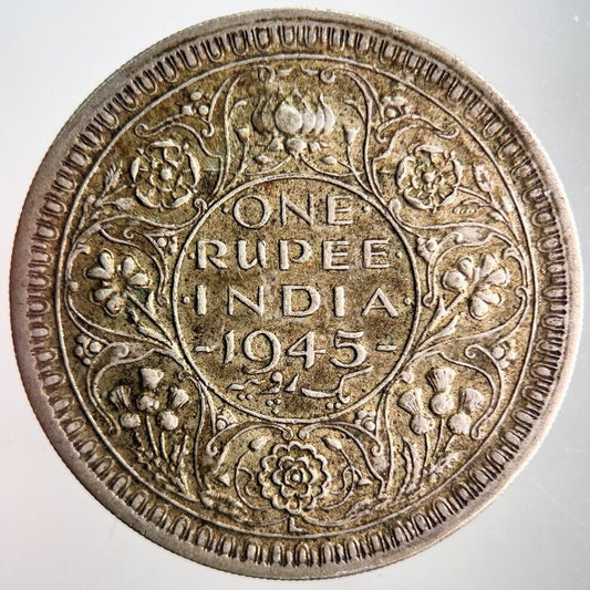 1945 India 1 One Rupee Silver Coin | Very High Grade | a4113