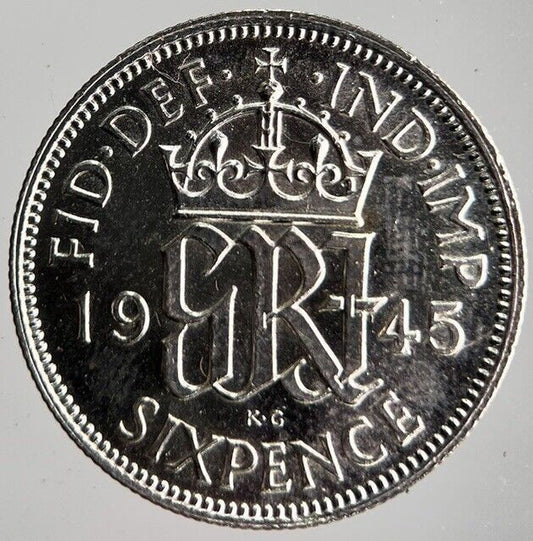 1945 George VI Sixpence Silver Coin | Very High Grade | a4097