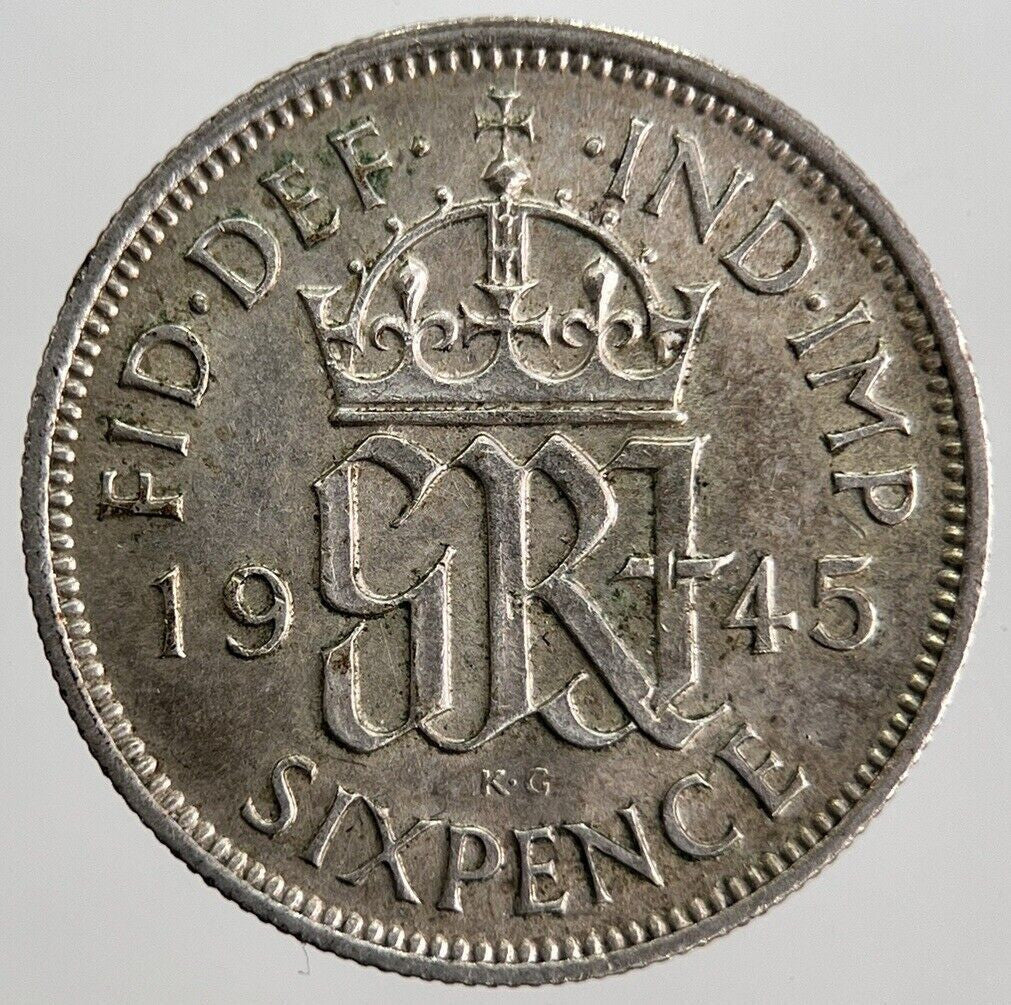 1945 George VI Sixpence Silver Coin | Very High Grade | a7157
