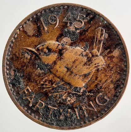 1945 George VI Wren Farthing Coin | Fine Collectable Grade