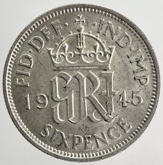 1945 George VI Sixpence Silver Coin | Very High Grade | a5147