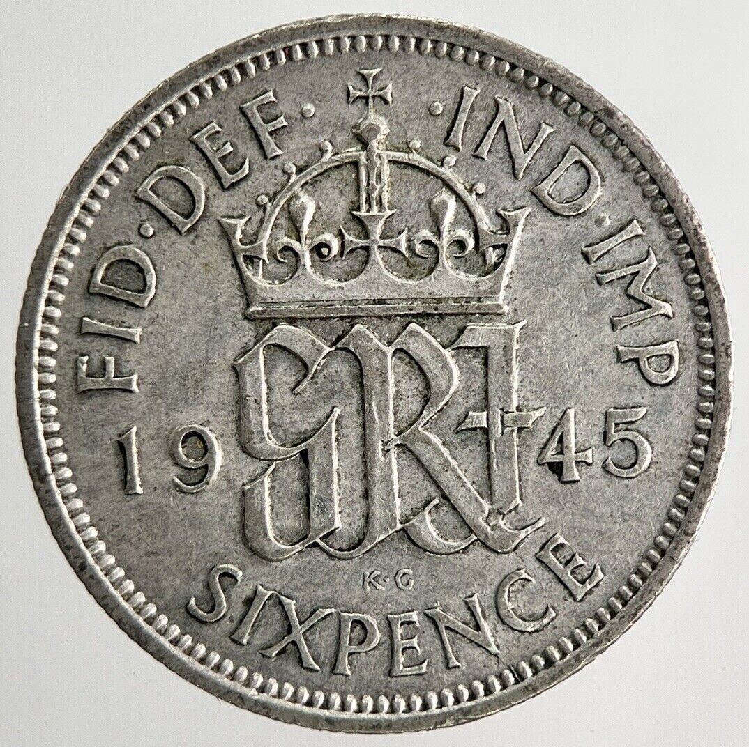 1945 George VI Sixpence Silver Coin | Very High Grade | a6665