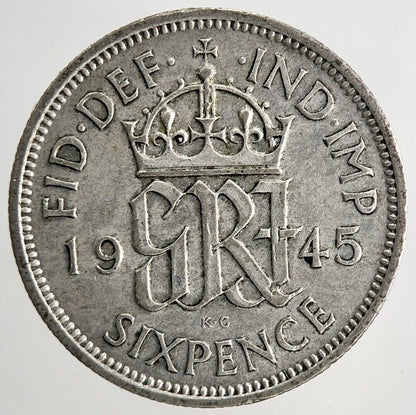 1945 George VI Sixpence Silver Coin | Very High Grade | a6665