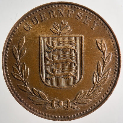 1945 Guernsey 8 Doubles Coin | Very High Grade | a6712
