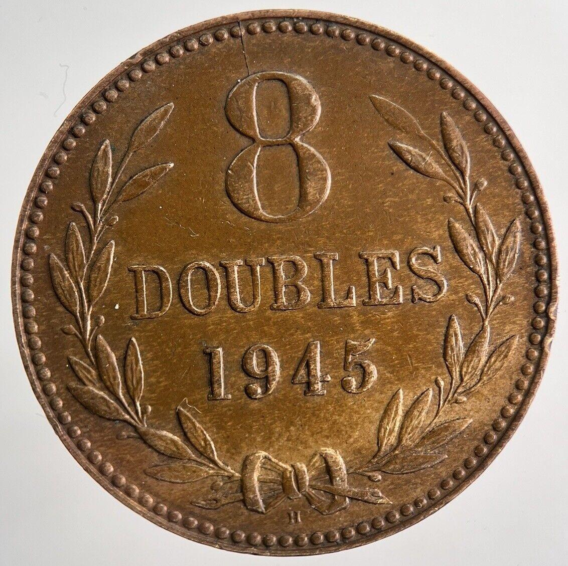 1945 Guernsey 8 Doubles Coin | Very High Grade | a6712