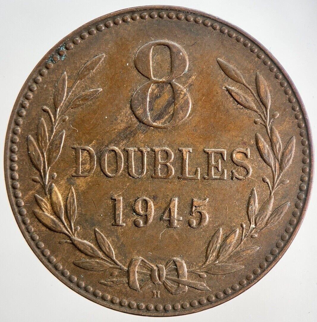1945 Guernsey 8 Doubles Coin | Very High Grade | a9716