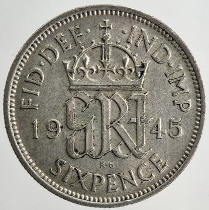 1945 George VI Sixpence Silver Coin | Very High Grade | a6818