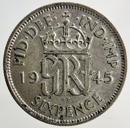 1945 George VI Sixpence Silver Coin | Very High Grade
