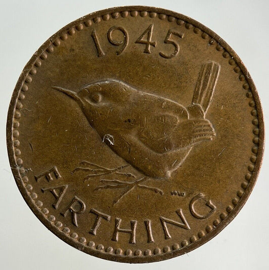 1945 George VI Wren Farthing Coin | Very High Grade