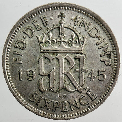 1945 George VI Sixpence Silver Coin | Very High Grade | a3993