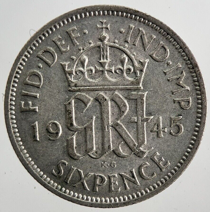 1945 George VI Sixpence Silver Coin | Fine Collectable Grade