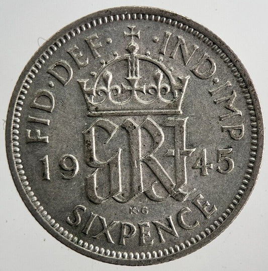 1945 George VI Sixpence Silver Coin | Fine Collectable Grade