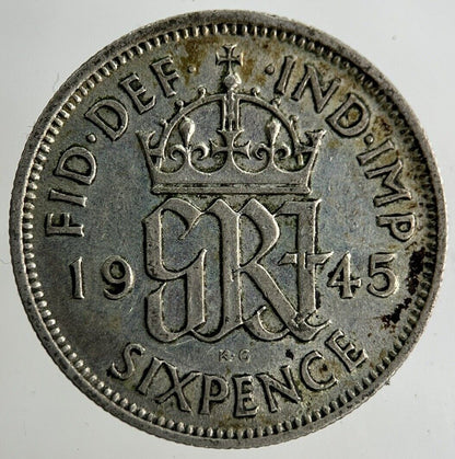 1945 George VI Sixpence Silver Coin | Fine Collectable Grade