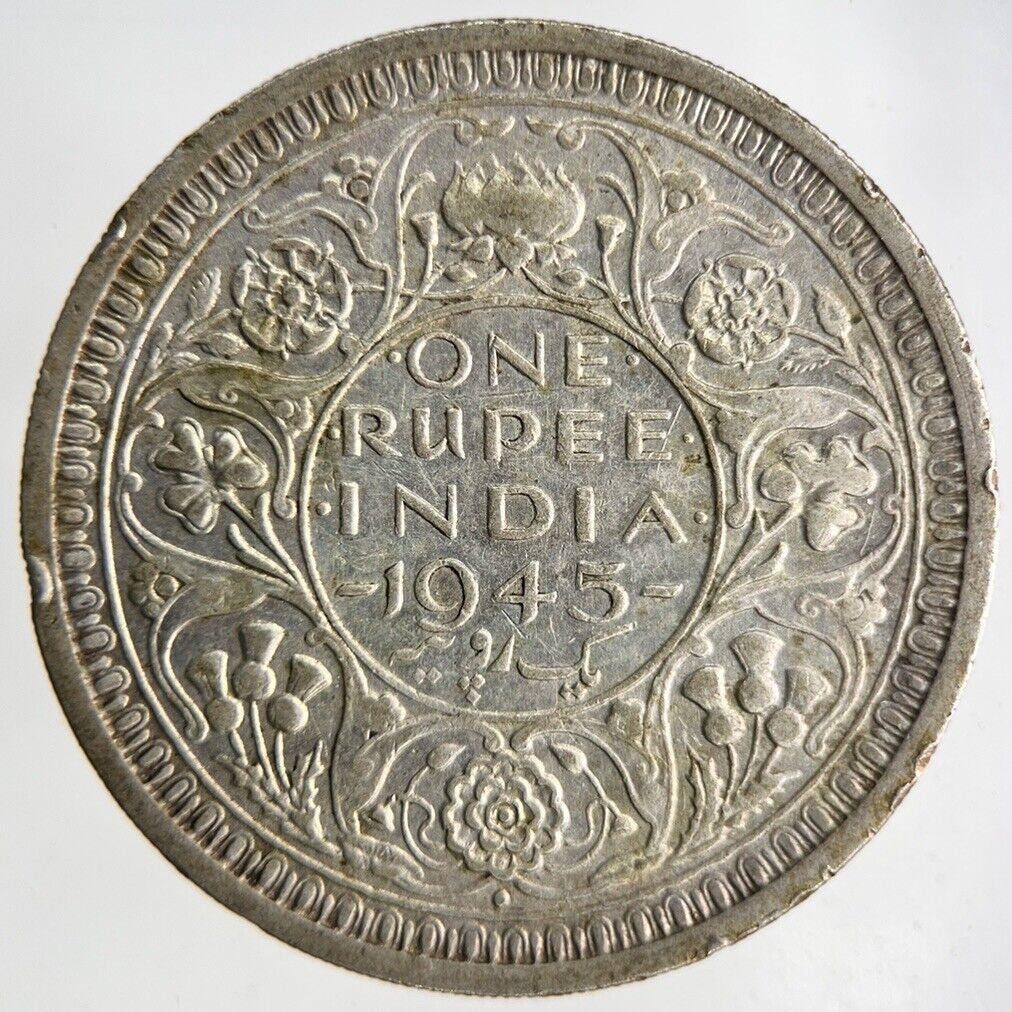 1945 India One Rupee Silver Coin | Fine Collectable Grade
