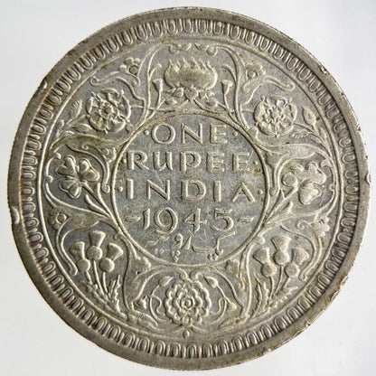 1945 India One Rupee Silver Coin | Fine Collectable Grade