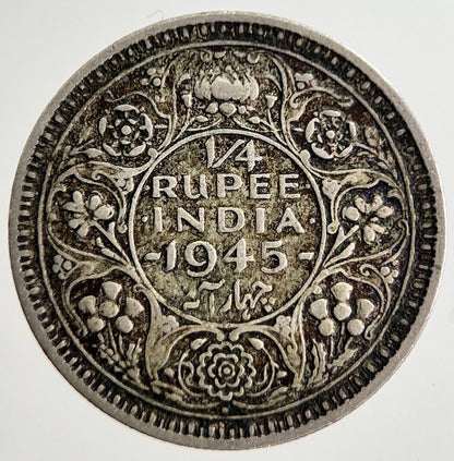 1945 India 1/4 Quarter Rupee Silver Coin | Very High Grade | a8287