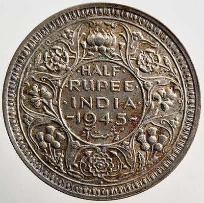 1945 India 1/2 Half Rupee Silver Coin | Very High Grade | a3498