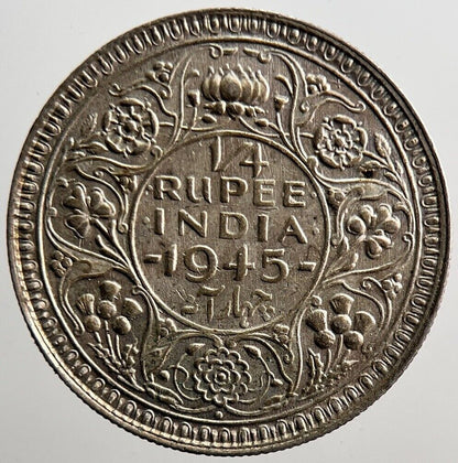 1945 India 1/4 Quarter Rupee Silver Coin | Very High Grade | a3511
