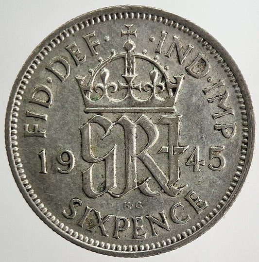 1945 George VI Sixpence Silver Coin | Very High Grade | a9143