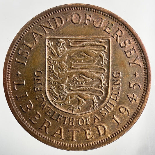 1945 Jersey 1/12 One Twelfth Of A Shilling Coin | Very High Grade