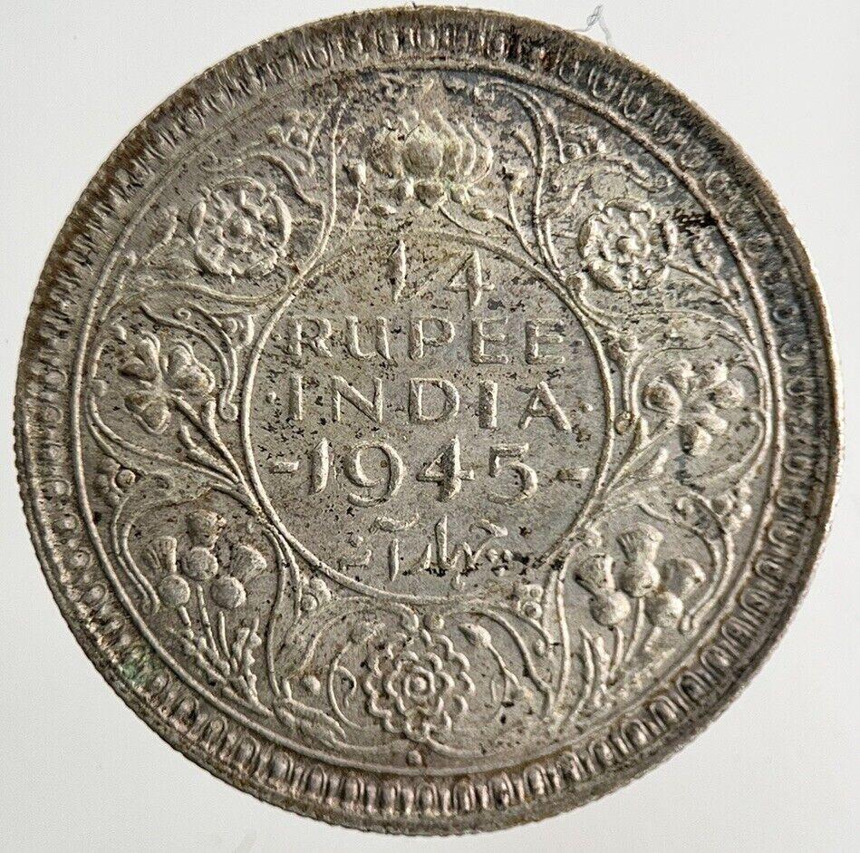 1945 India 1/4 Quarter Rupee Silver Coin | Fine Collectable Grade