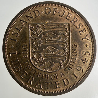 1945 Jersey 1/12 One Twelfth Of A Shilling Coin | Very High Grade