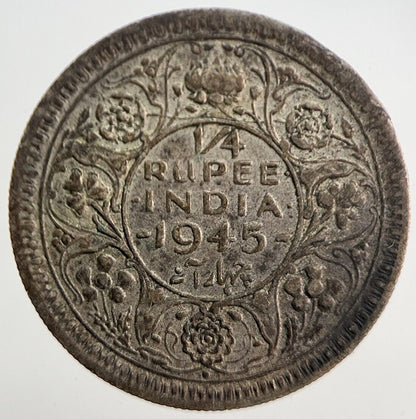 1945 Indian 1/4 Quarter Rupee Silver Coin | Very High Grade | a4700