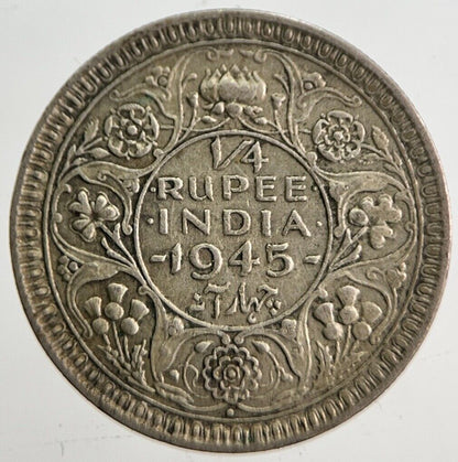 1945 India 1/4 Quarter Rupee Silver Coin | Very High Grade | a4698