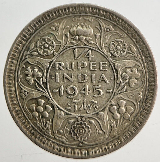 1945 India 1/4 Quarter Rupee Silver Coin | Very High Grade | a4698