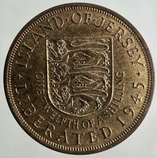 1945 Jersey 1/12 One Twelfth Of A Shilling Coin | Very High Grade
